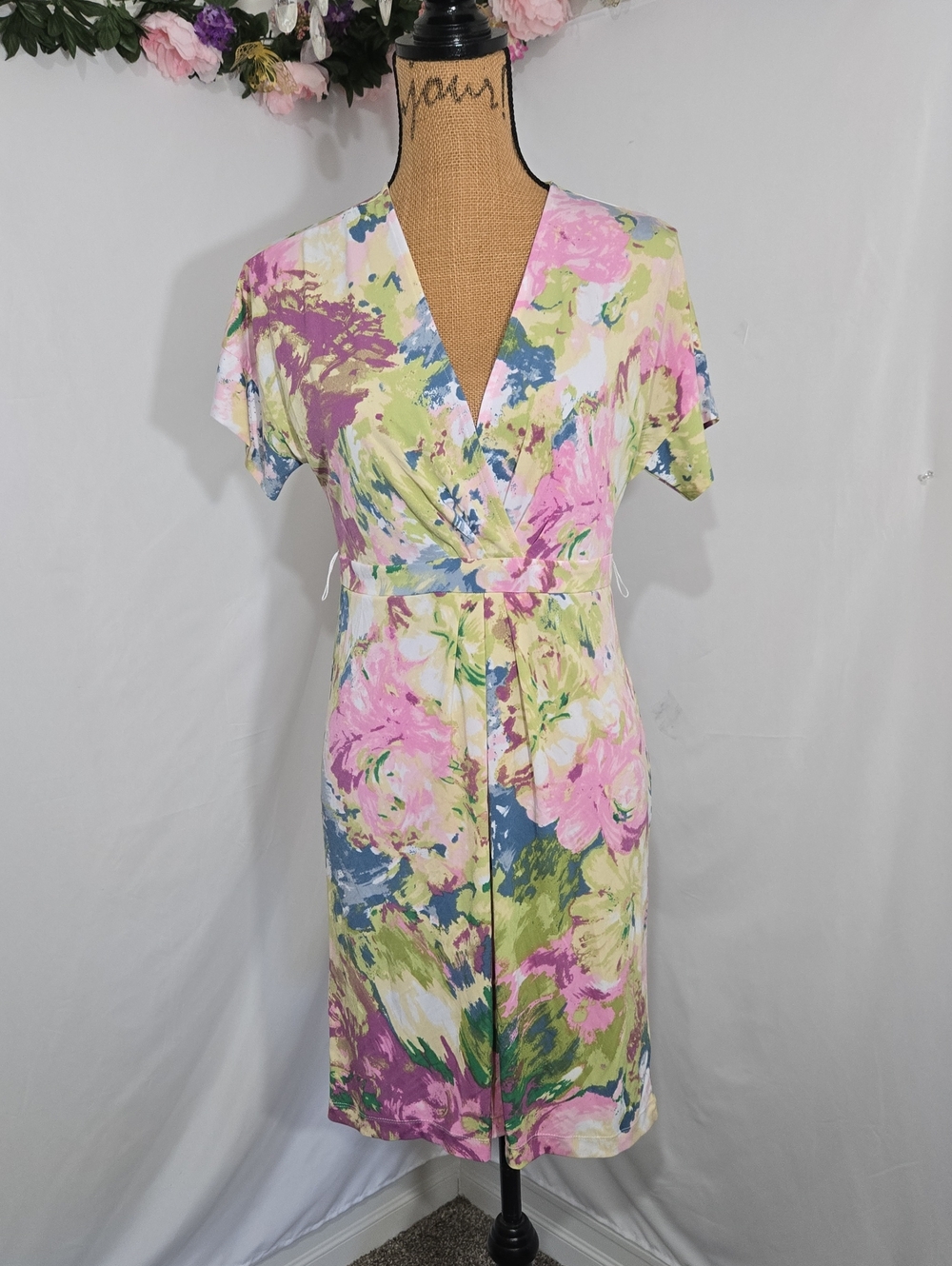 BCBGMaxAzria Pink Multi Floral Top with Black Tag